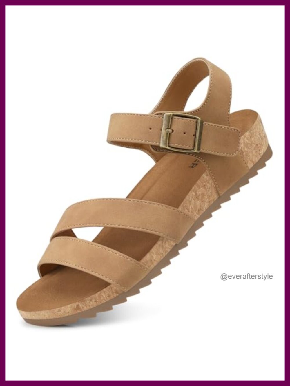 Faux PU Leather Flat Sandals Arch Support Peep Toe Adjustable Strap